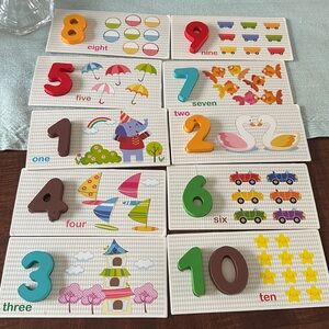 Montessori Numeral Counting Pegs Cards Preschool learning tool (no box)